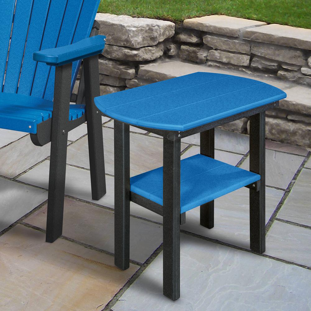 OS Home and Office Model 525BBK Oval End Table in Blue with a Black Base, Made in the USA. Picture 1
