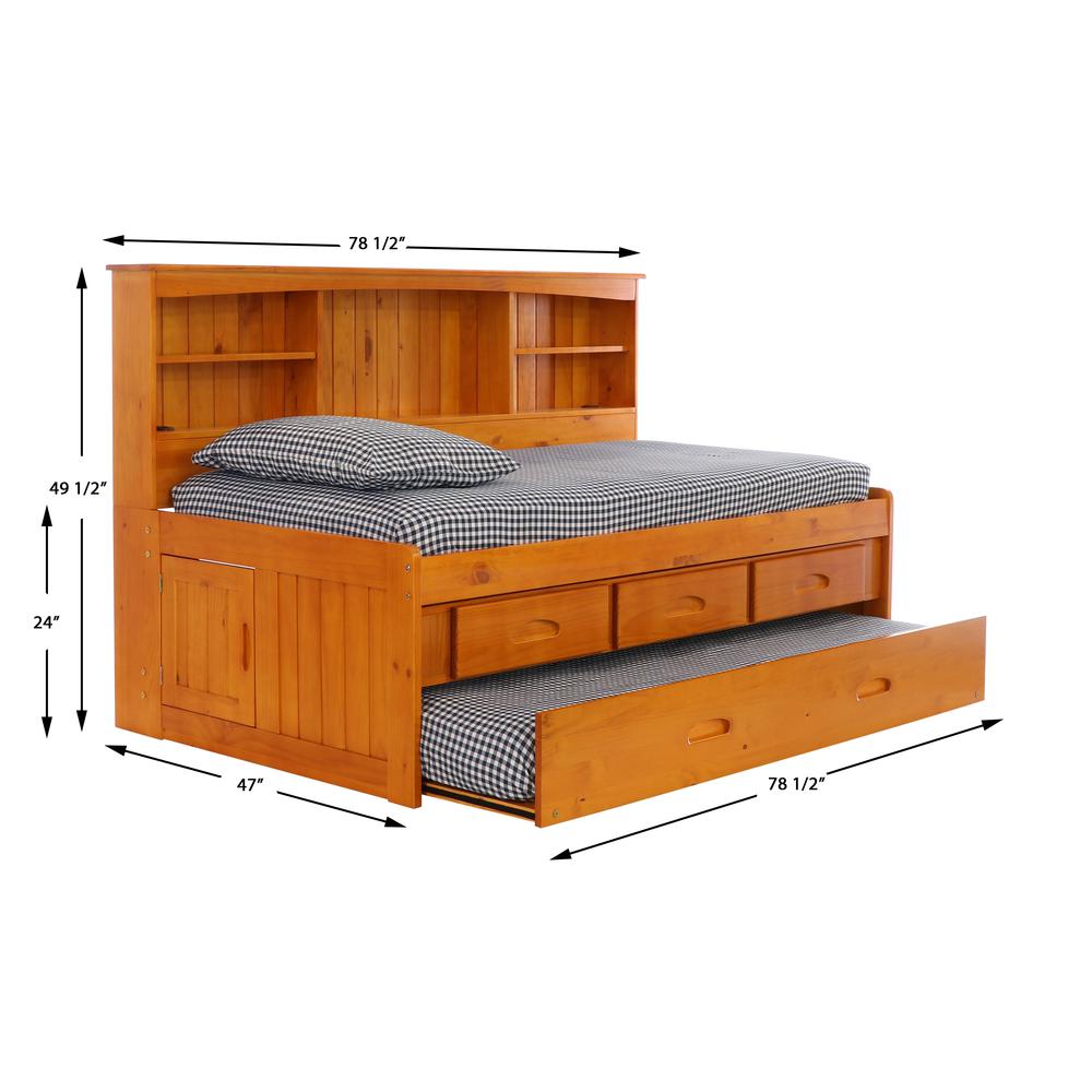 Solid Pine Full Sized Captains Bookcase Bed with 12 spacious underbed drawers. Picture 4