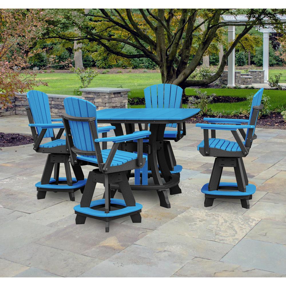 OS Home and Office Model CS130BBK-K Five Piece Square Counter Height Dining Set in Blue on a Black Base. Picture 1