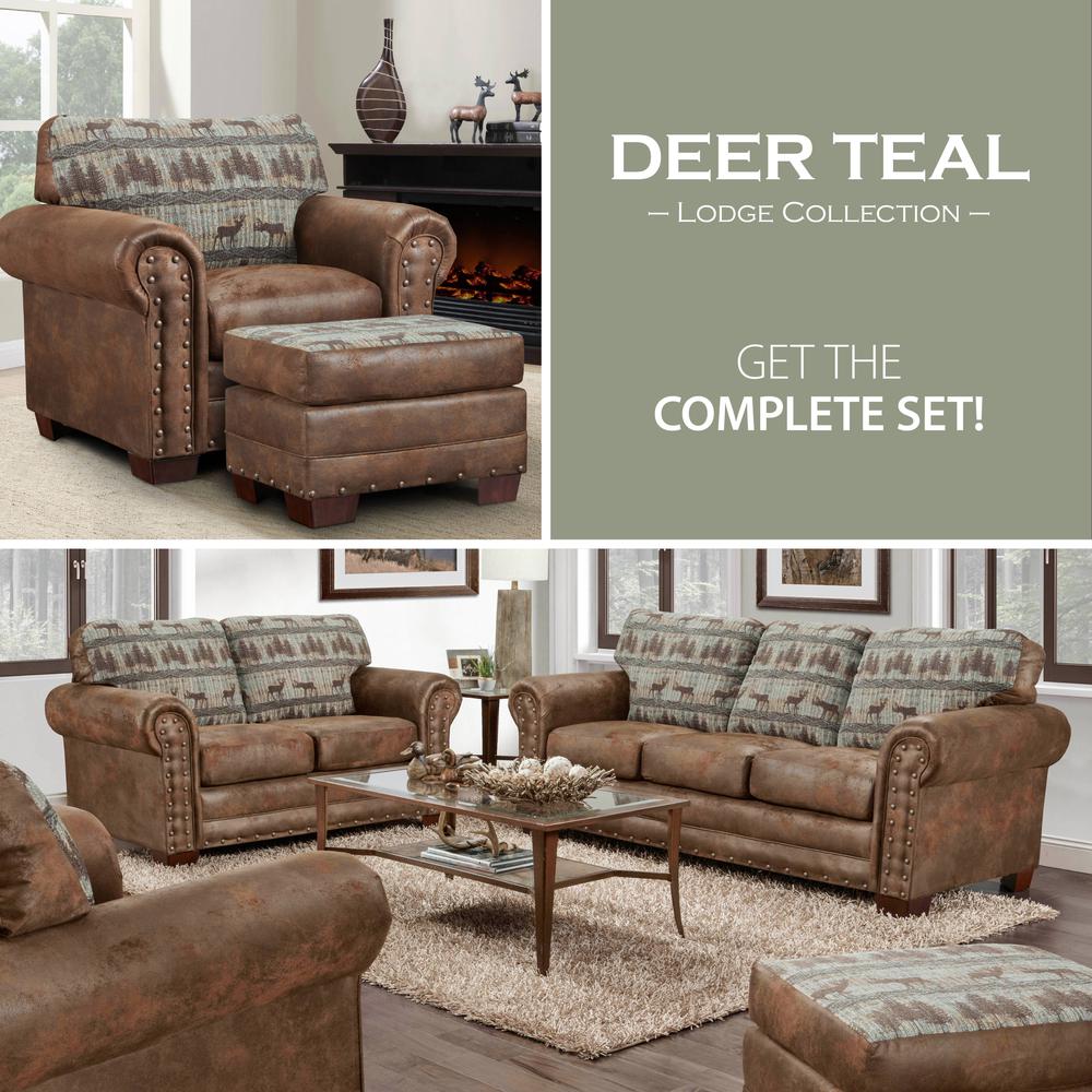American Furniture Classics Model 8505-90 Deer Teal Lodge Tapestry Sofa Sleeper. Picture 5