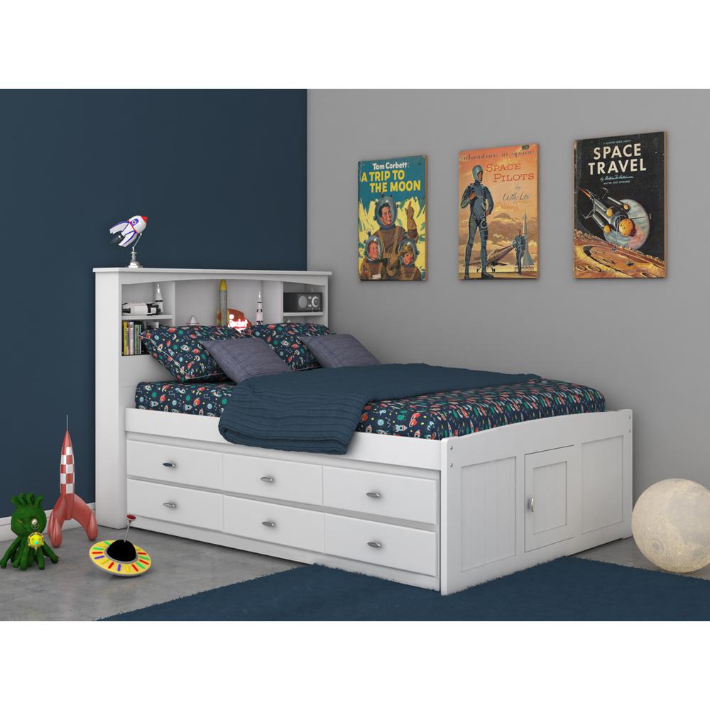 Solid Pine Full Sized Captains Bookcase Bed with 6 spacious under bed drawers. Picture 6