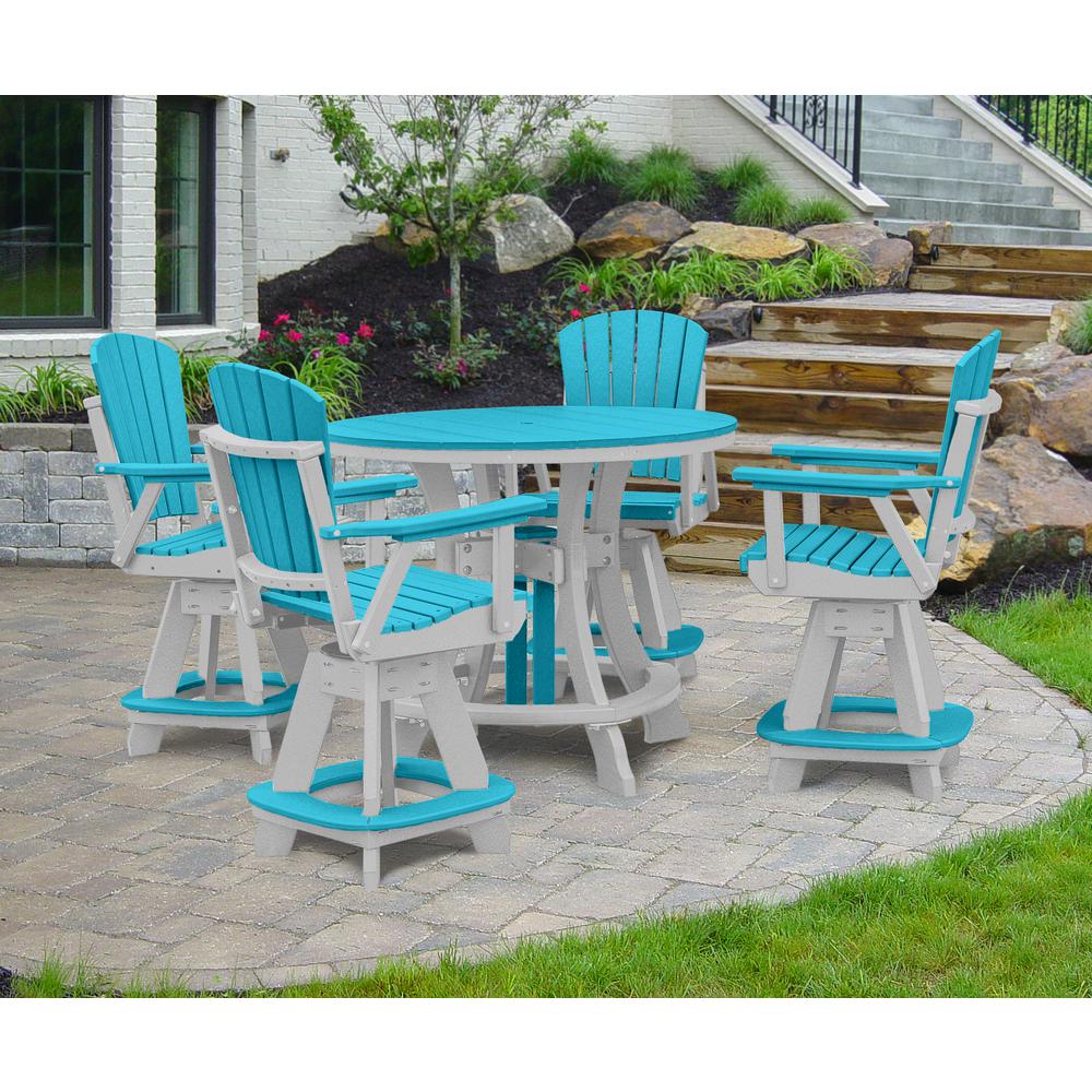 OS Home and Office Model CR130ARW-K Five Piece Round Counter Height Dining Set in Aruba Blue on a White Base. Picture 1