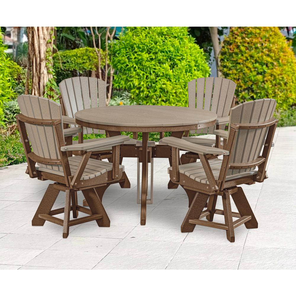 Five Piece Round Dining Height Dining Set in Weatherwood. Picture 4