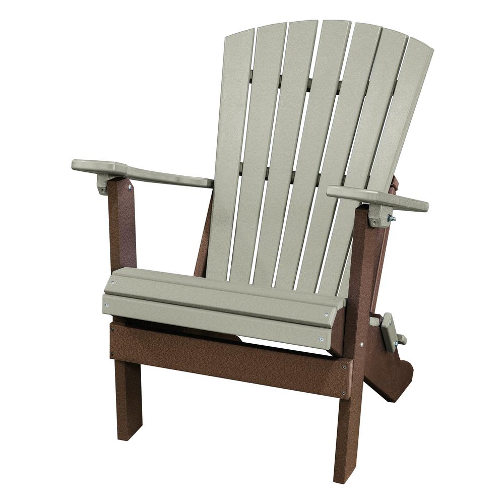 Fan Back Folding Adirondack Chair Made in the USA- Weatherwood, Tudor Brown. Picture 2
