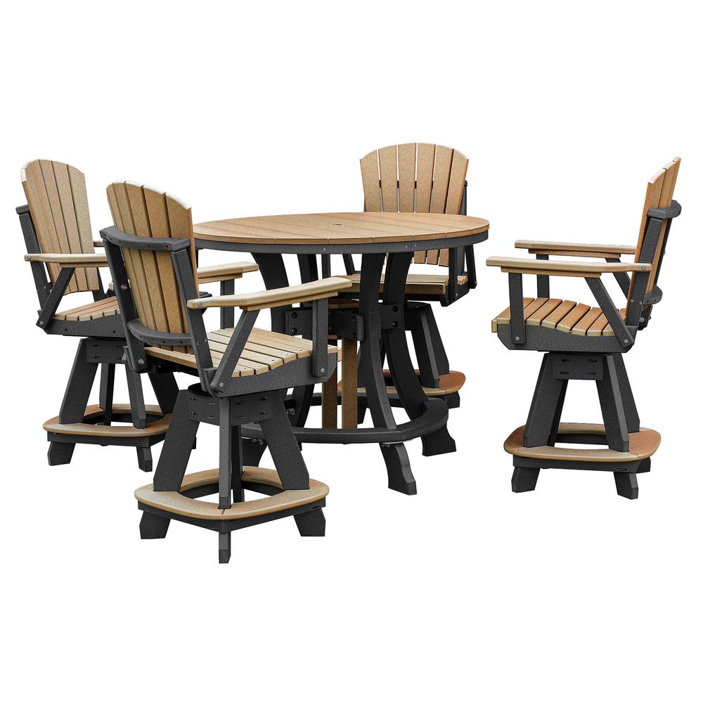 OS Home and Office Model CR130CBK-K Five Piece Round Counter Height Dining Set in Cedar on a Black Base. Picture 2