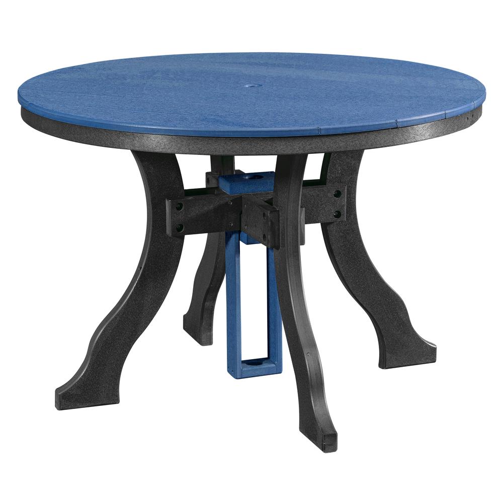 Five Piece Round Dining Height Dining Set in Blue with a Black Base. Picture 2