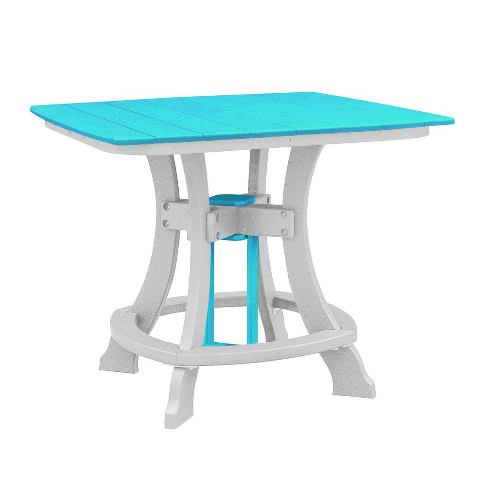 OS Home and Office Model 44S-C-ARW Counter Height Square Table in Aruba Blue with White Base. Picture 1