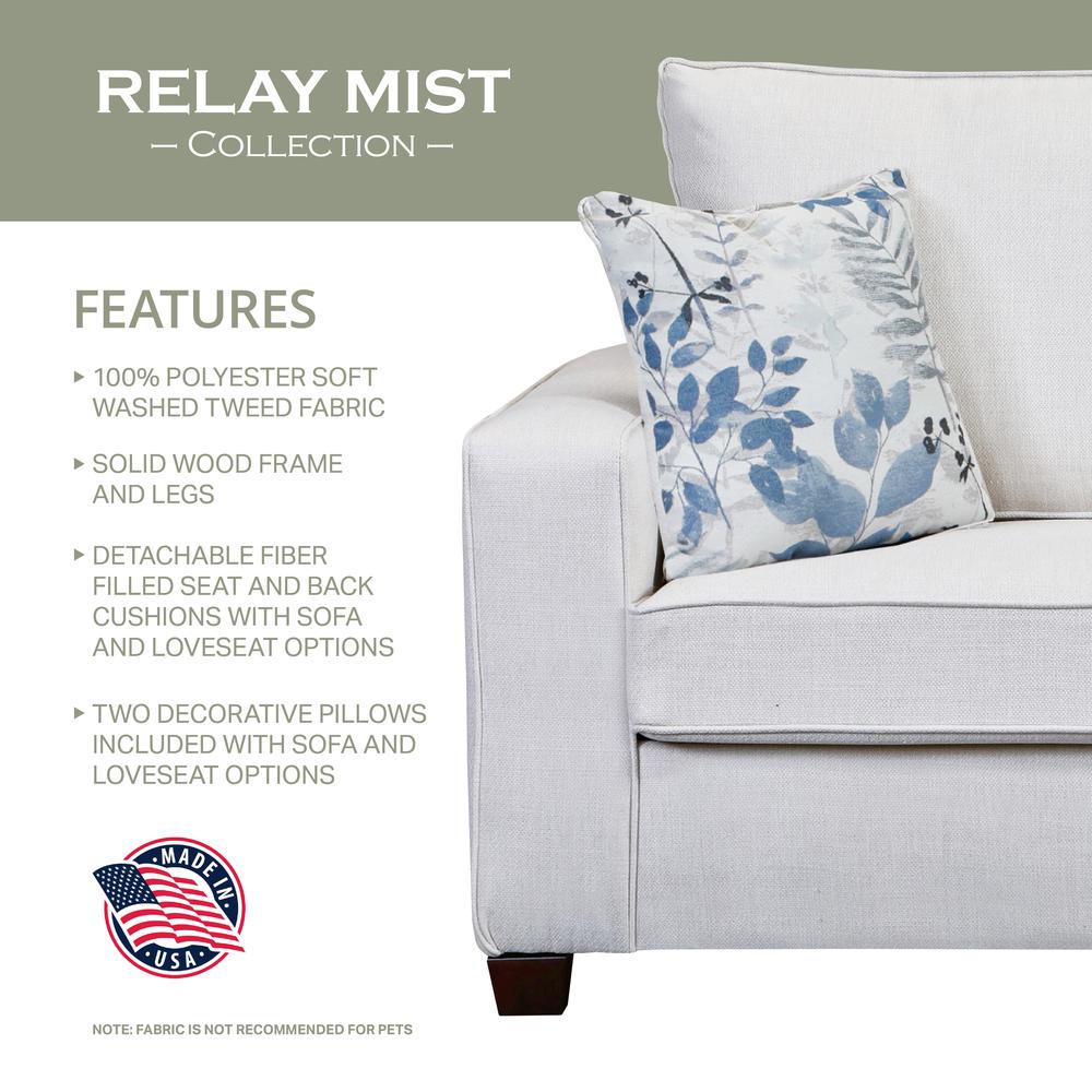 Living Room Relay Mist Sofa Sleeper with Two Throw Pillows. Picture 4