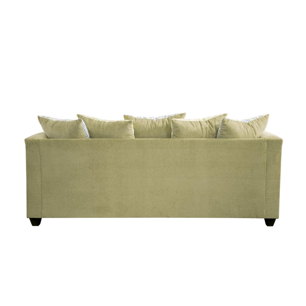 Urban Square Arm Green Sofa with Eight Throw Pillows. Picture 3