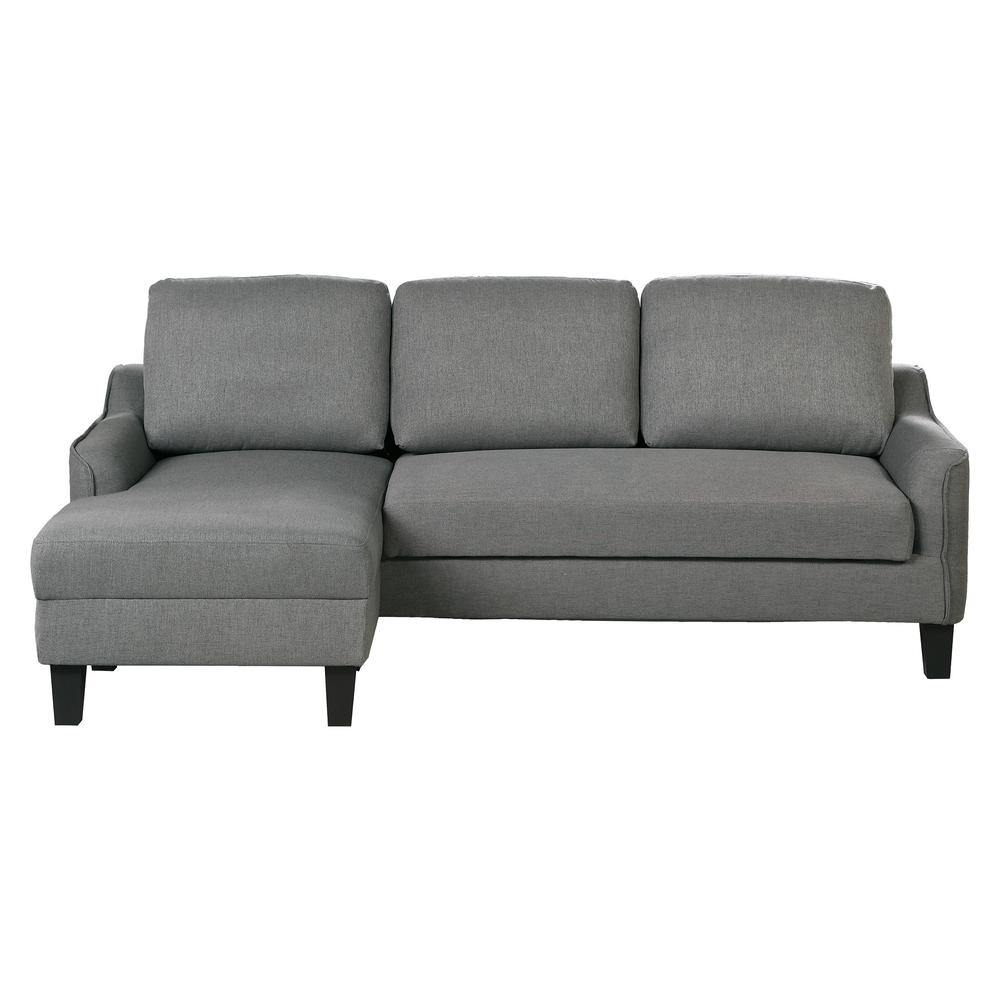 Lester Sofa with Chaise and Twin Sleeper in Grey fabric with Black legs, LST55S-G46. Picture 5