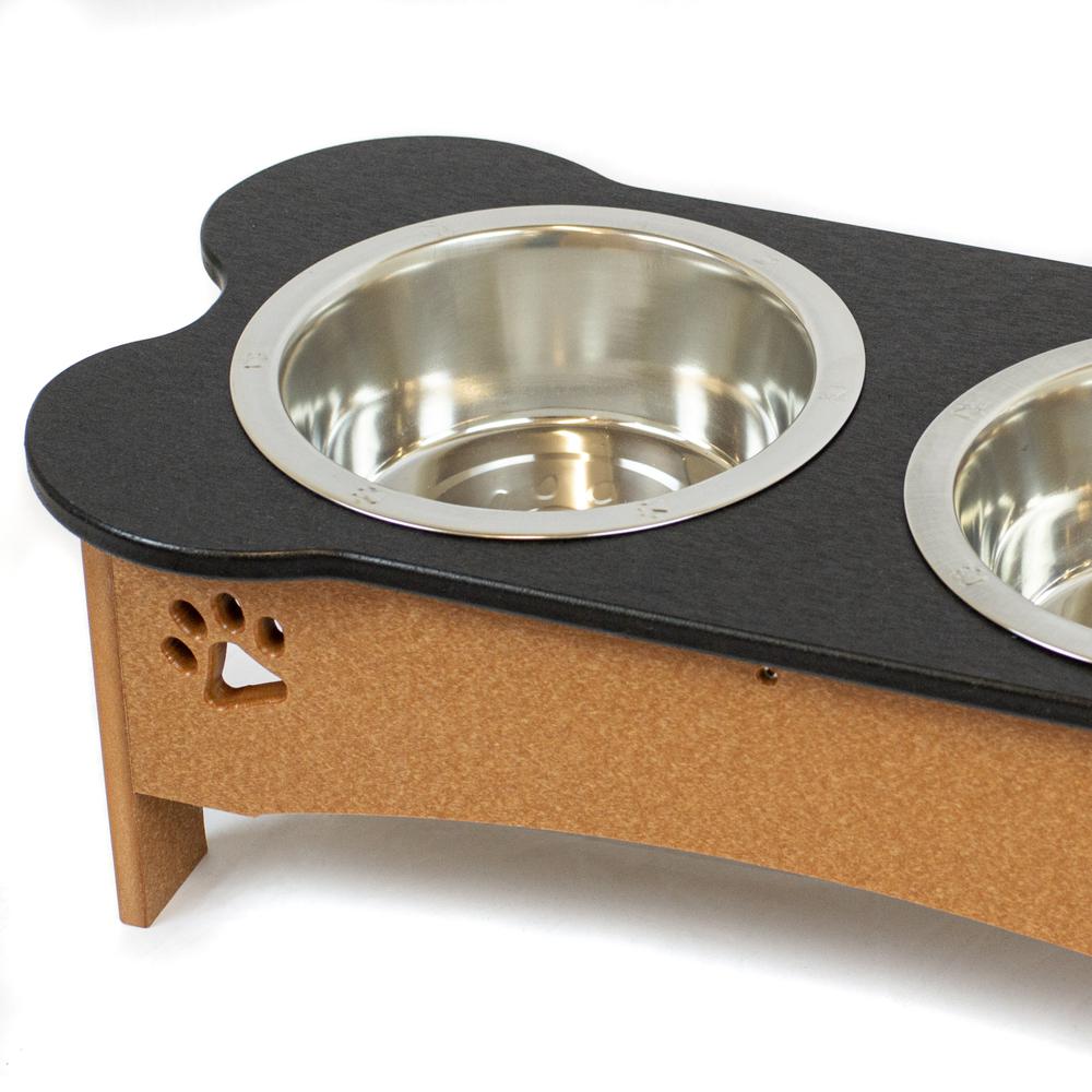 Double Water and Food Bowl Made of High Density Poly Resin for Taller Dogs. Picture 4