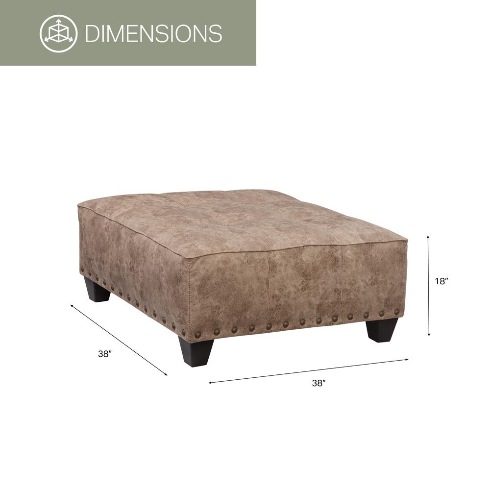 Transitional Brown Square Upholstered Ottoman. Picture 4