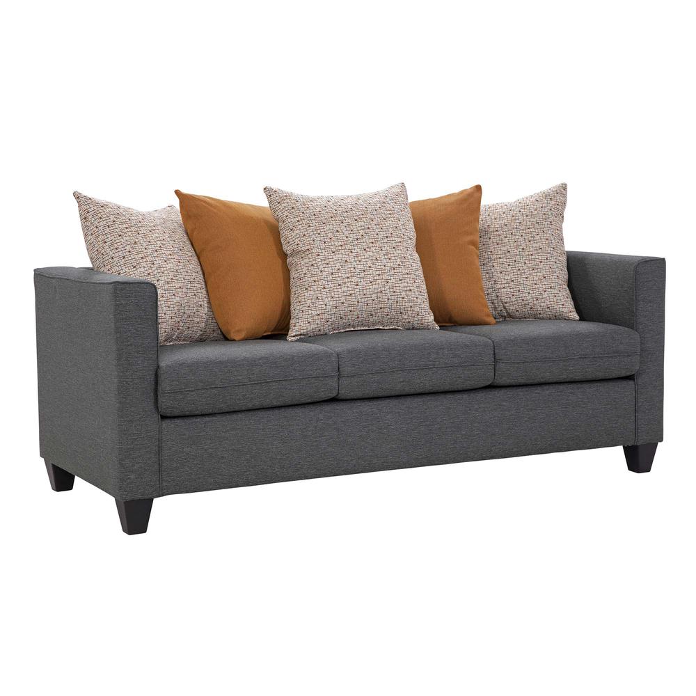 American Furniture Classics Model 8-010-A238V1 Woven Charcoal Scatter Back Sofa. Picture 1
