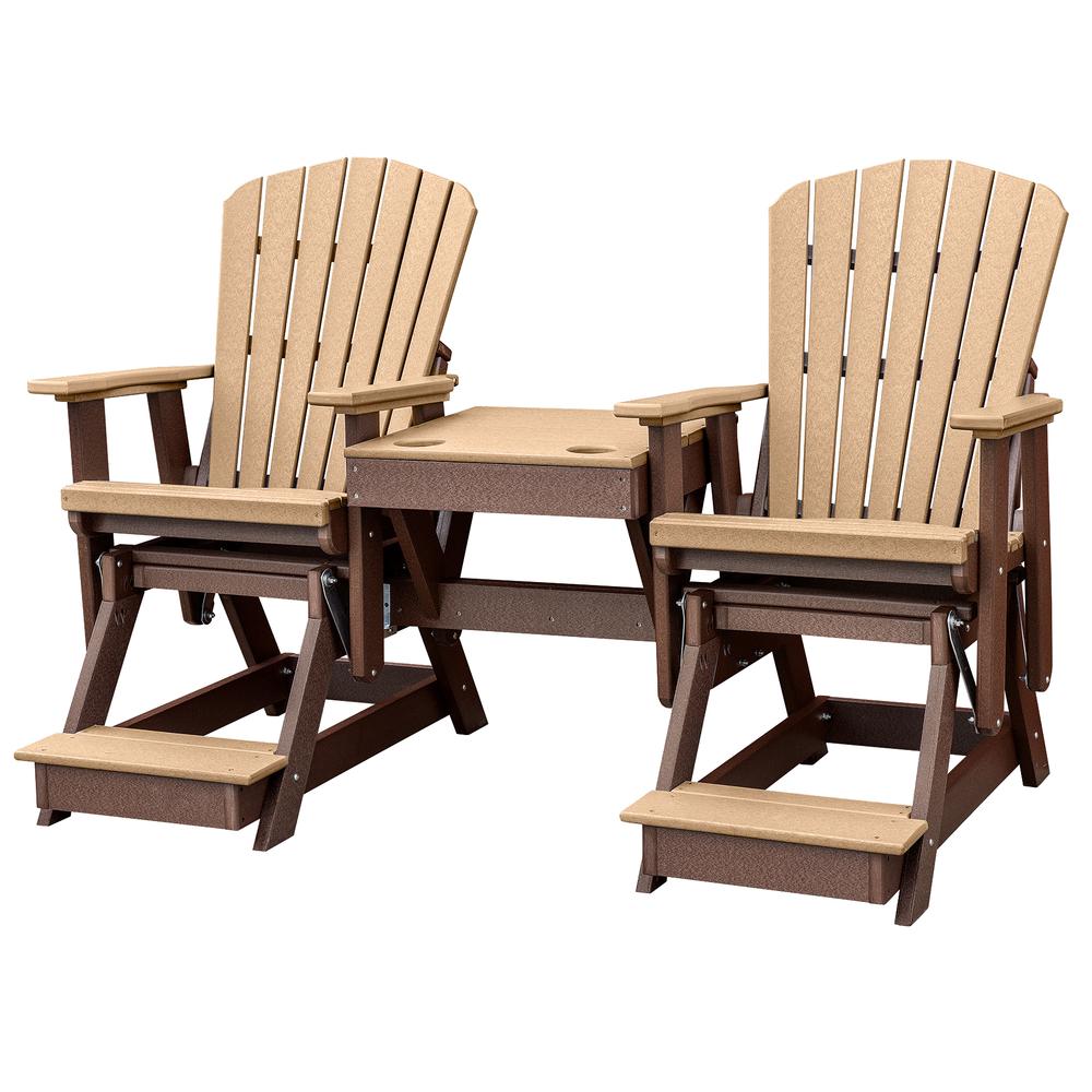 OS Home and Office Model 516CTB-K Double Balcony Height Glider with Center Table in Cedar and Tudor Brown. Picture 2