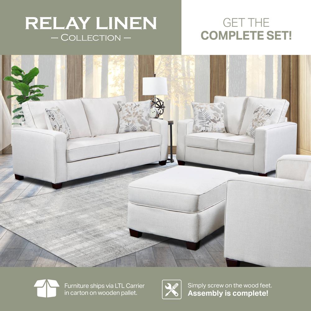 Living Room Relay Linen Ottoman. Picture 4