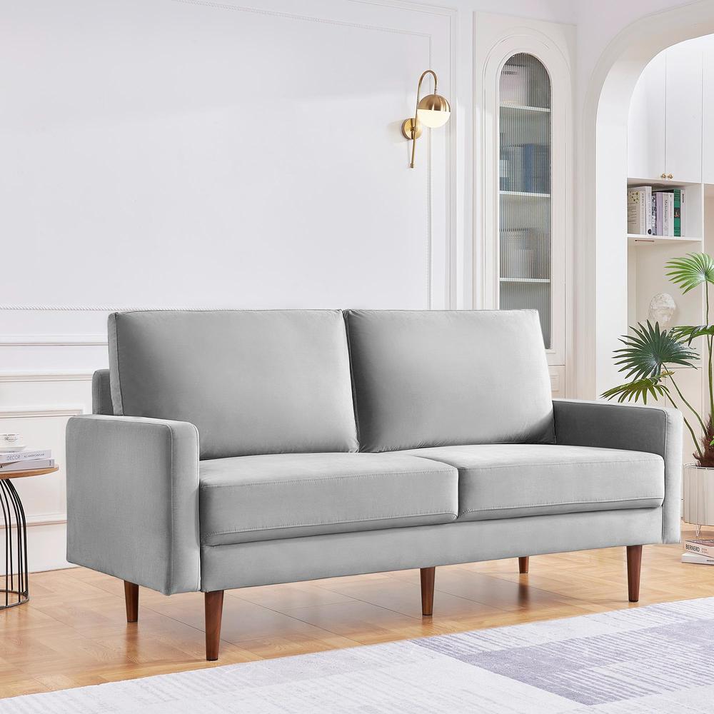 69 Inch Wide Upholstered Two Cushion Sofa with Square Arms. Picture 14