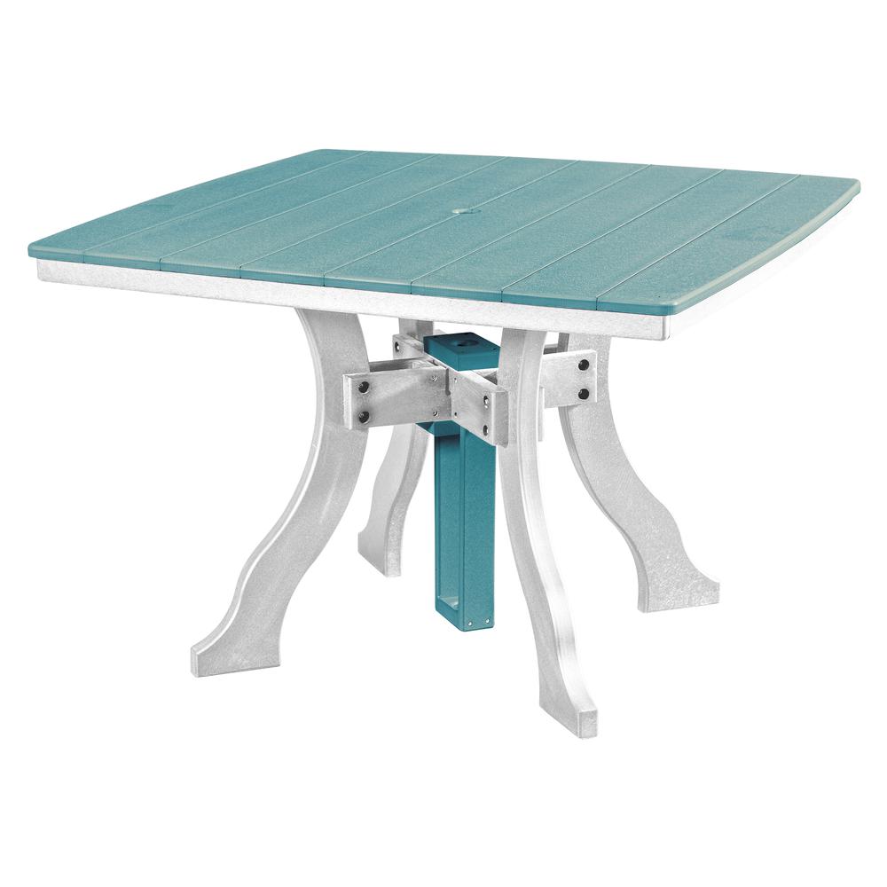 Dining Height Square Table in Aruba Blue with a White Base. Picture 1