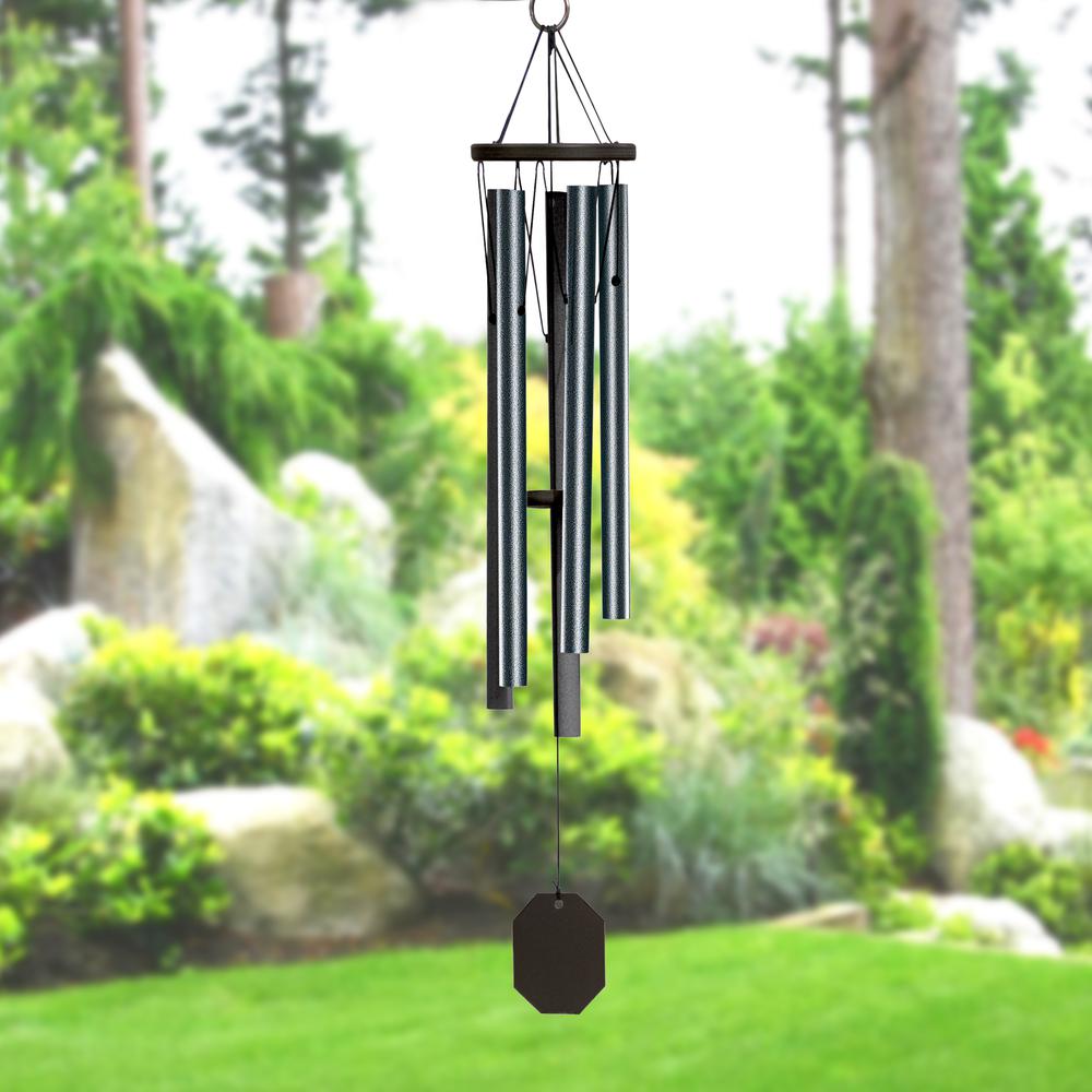 Wind Chime made with powder coated Aluminum tubes in Textured Black. Picture 5