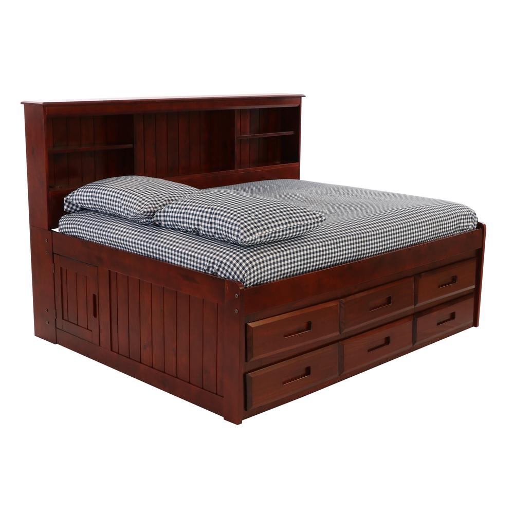 OS Home and Office Furniture Model 2823-K6-KD, Solid Pine Full Daybed with Six Sturdy Drawers in Rich Merlot. The main picture.