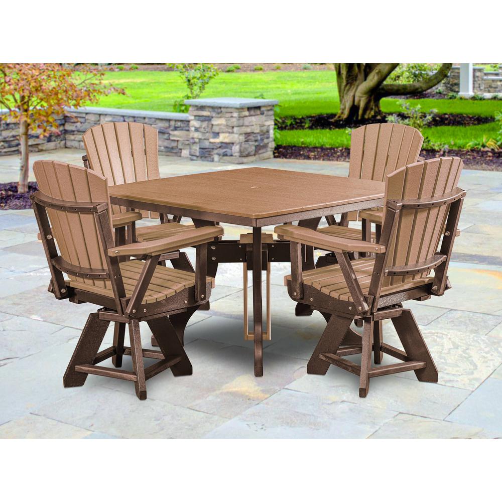Five Piece Square Dining Height Dining Set in Cedar with a Tudor Brown Base. Picture 4