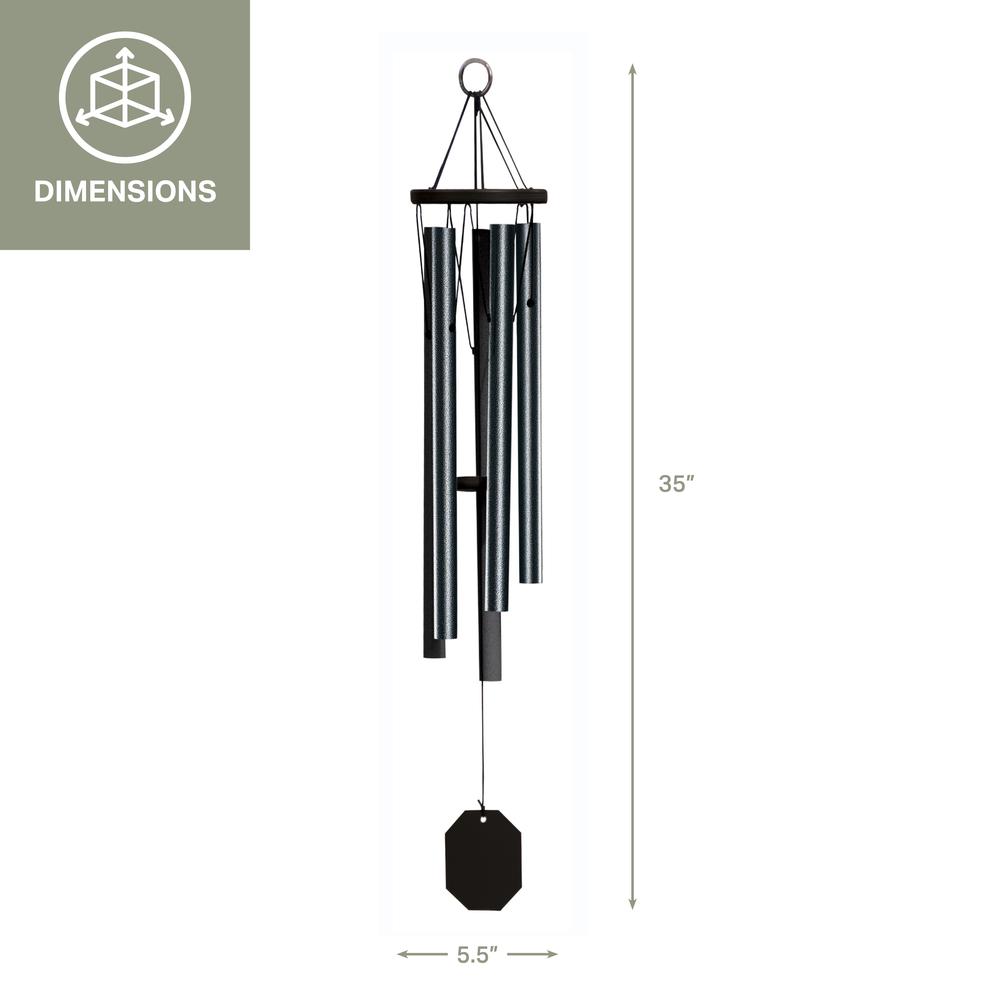 Wind Chime made with powder coated Aluminum tubes in Textured Black. Picture 2