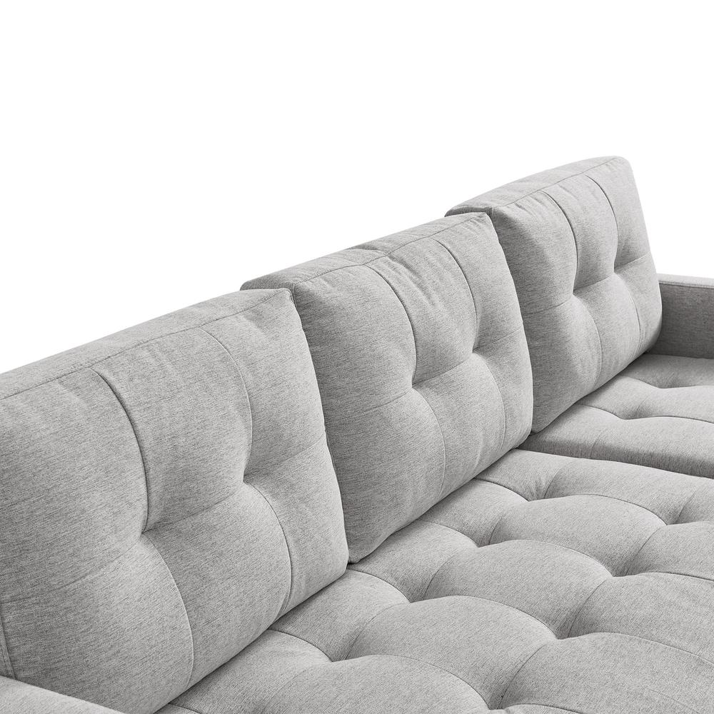 Two Piece Upholstered Tufted L Shaped Sectional with Ottoman in Light Grey. Picture 11