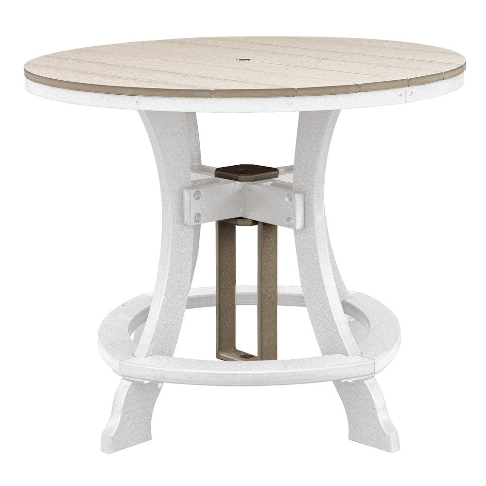 OS Home and Office Model 44R-C-WWWT Counter Height Round Table in Weatherwood with White Base. Picture 1