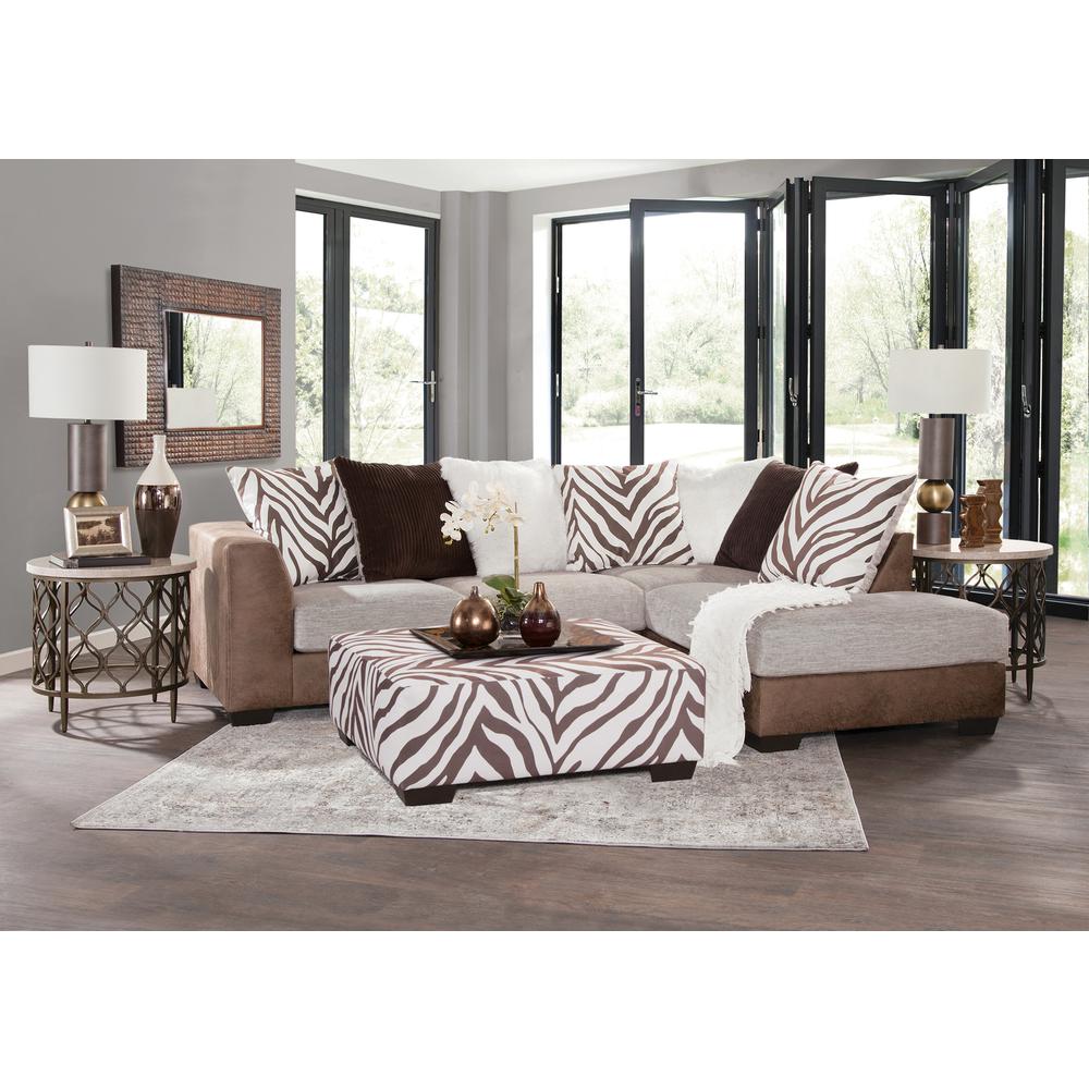 Square Arm Series Brown and White Zebra Upholstered Ottoman. Picture 4