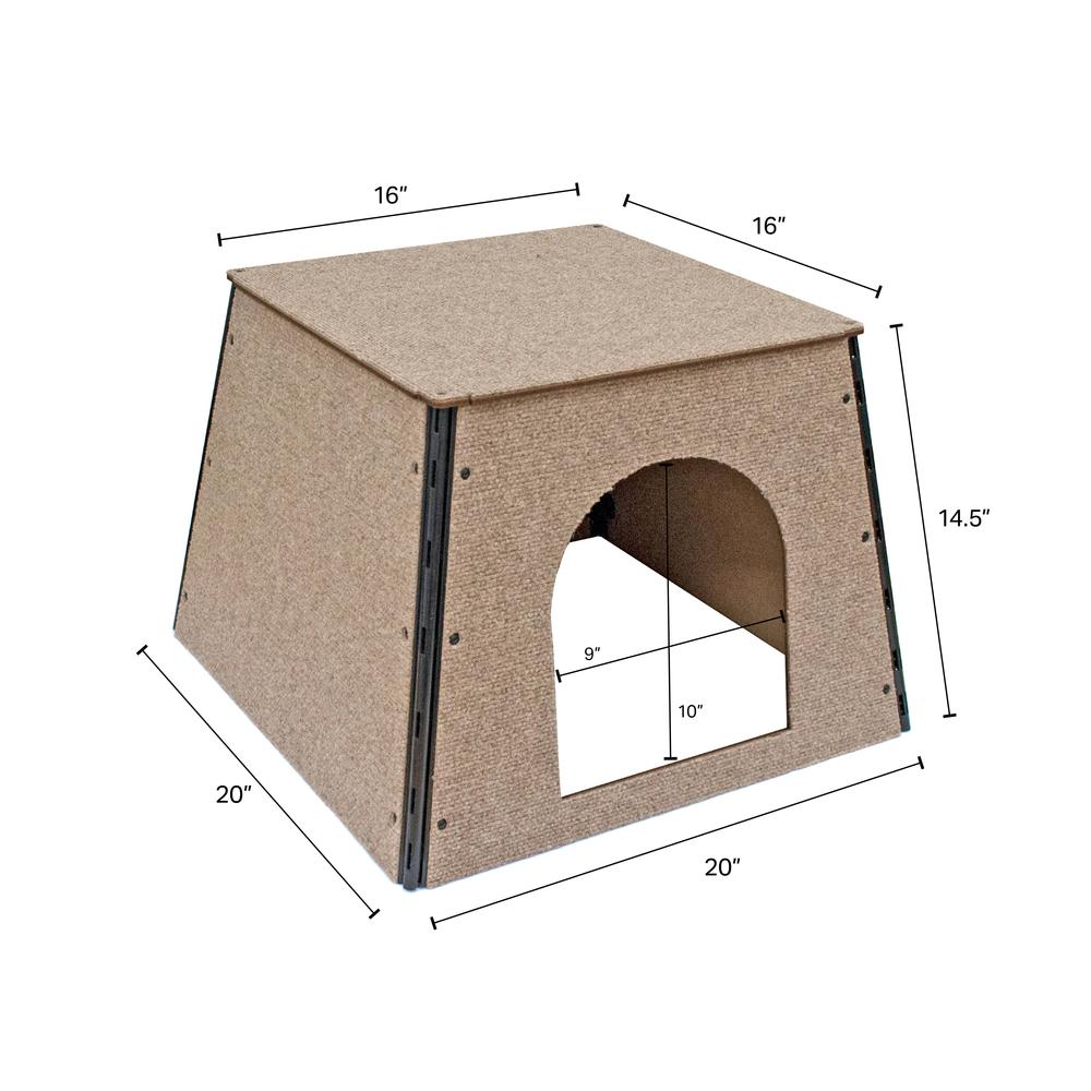 Happystack Model DHTAN Small Dog House in Tan Indoor/Outdoor Carpet. Picture 3