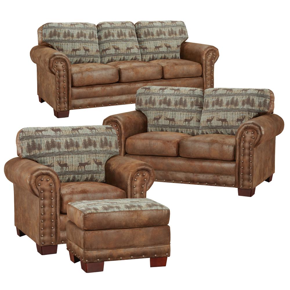 American Furniture Classics Model 8500-90K Deer Teal Lodge 4-Piece Set. Picture 1