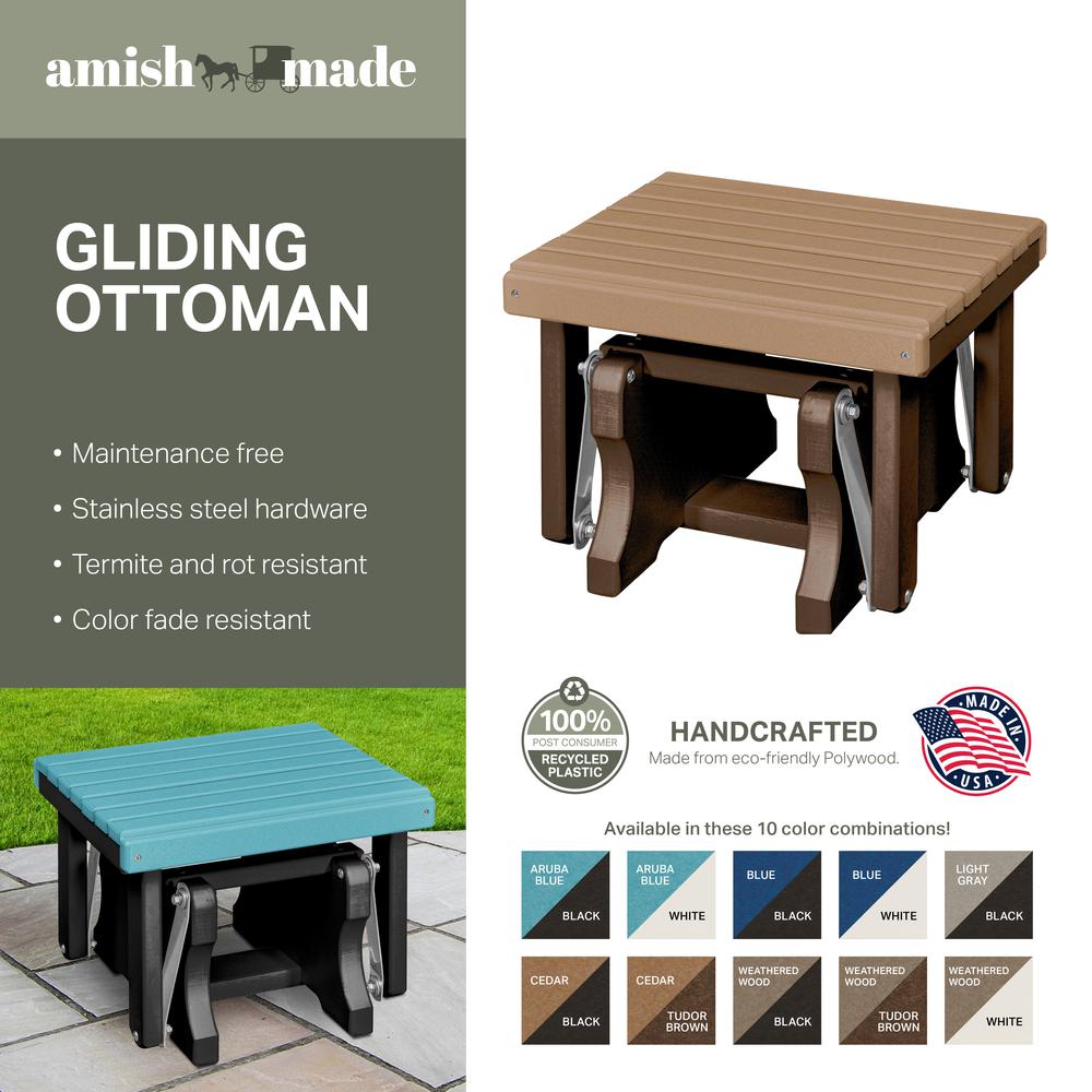 Gliding Ottoman in Weatherwood and Tudor Brown. Picture 4