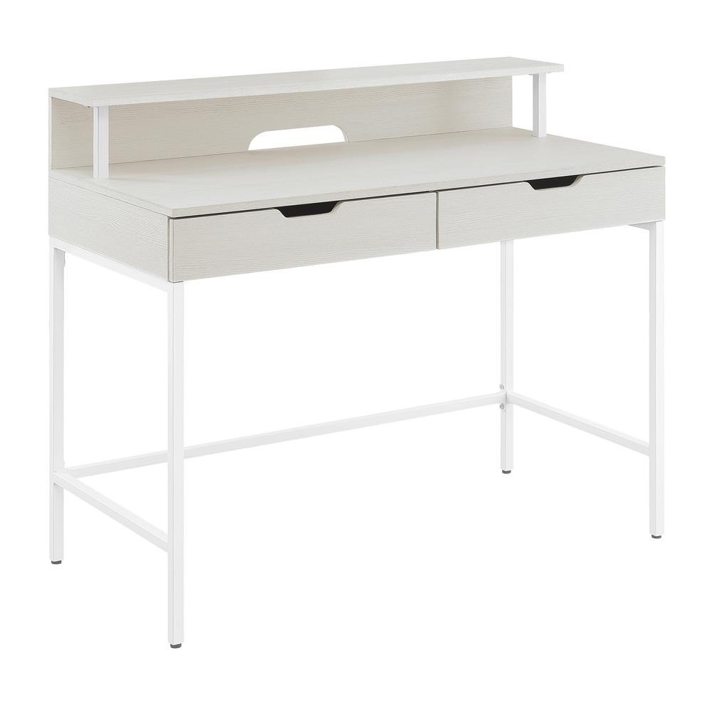 Contempo 40” Desk with 2 drawers and shelf hutch in White Oak Finish, CNT44-WK. Picture 1