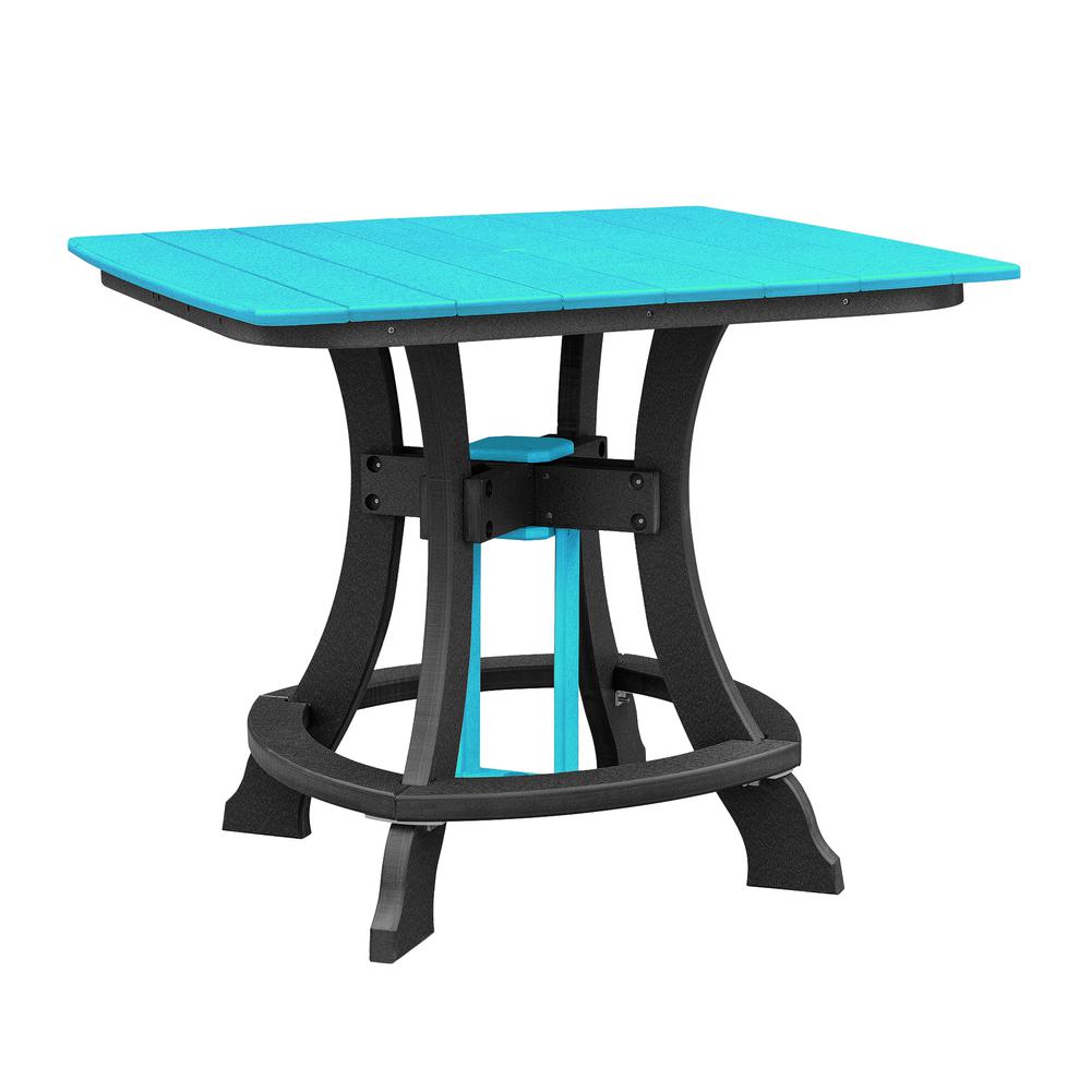 OS Home and Office Model CS130ARB-K Five Piece Square Counter Height Dining Set in Aruba Blue on a Black Base. Picture 5