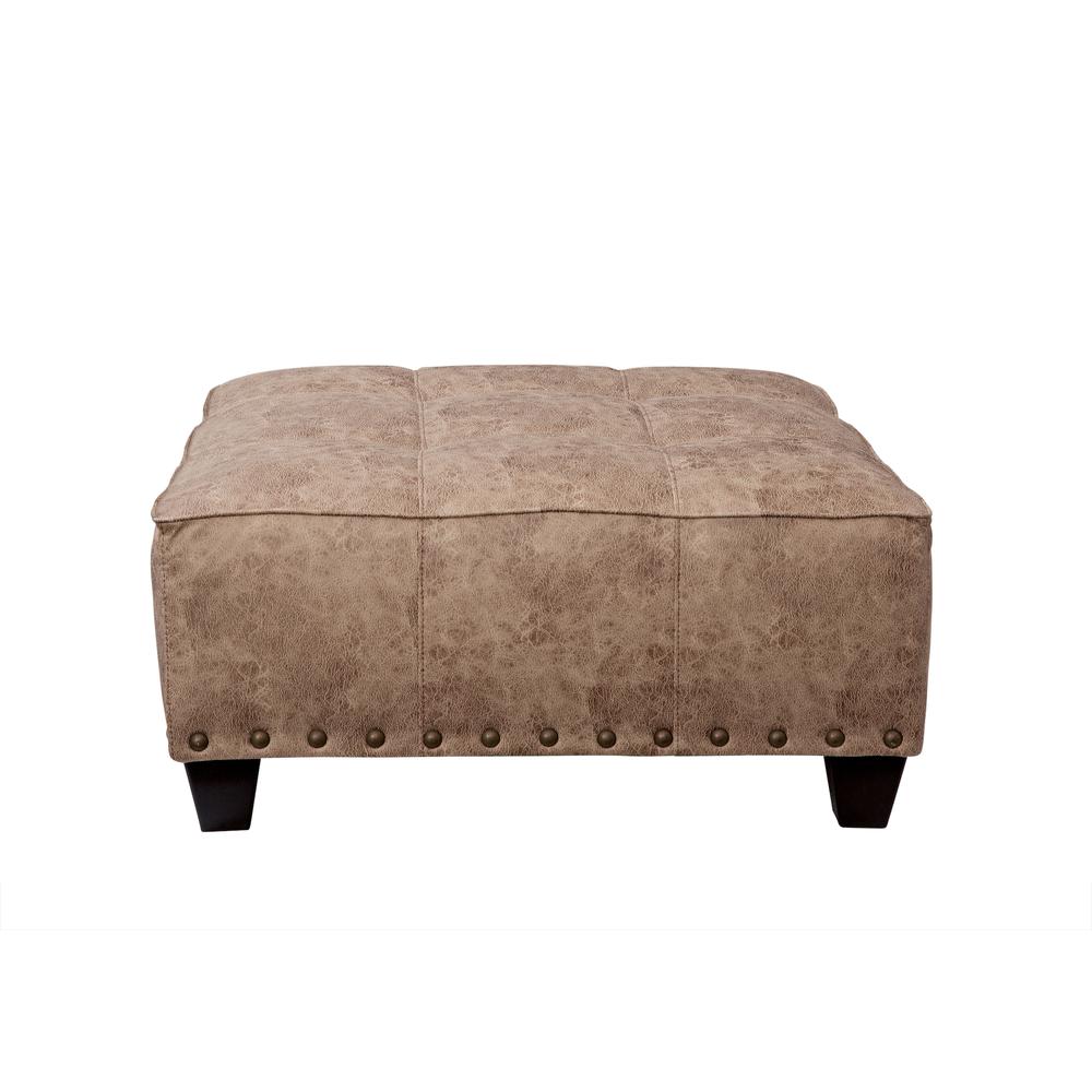 Transitional Brown Square Upholstered Ottoman. Picture 2