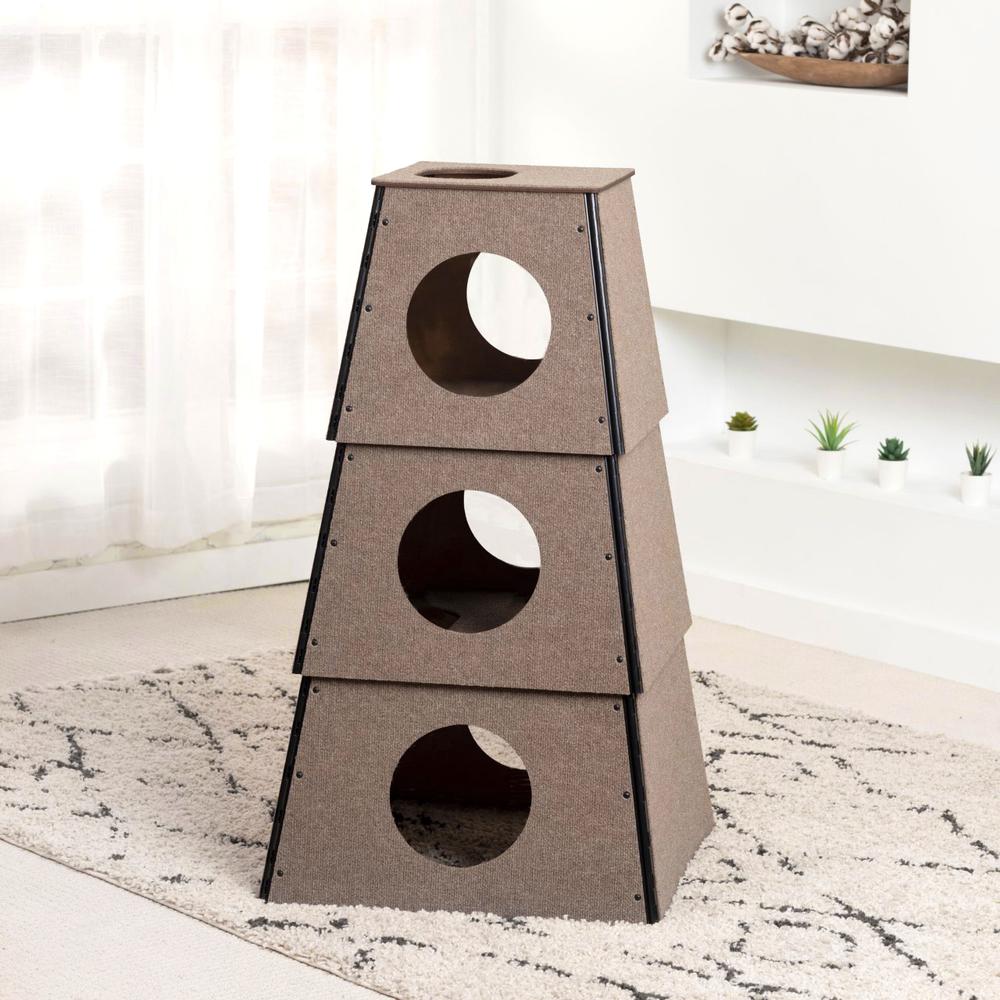 Happystack Cat Tower Model HS3SQTANLG Pyramid Style in Tan Indoor/Outdoor Carpet for Large Cats. Picture 9