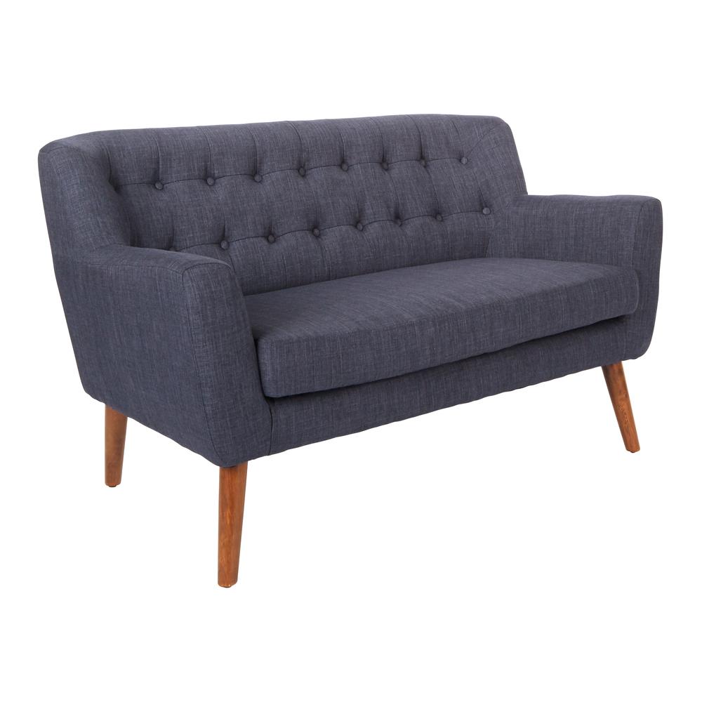 OS Home and Office Furniture Model MLL52-M19 Navy Blue Mid Century Love Seat. Picture 1