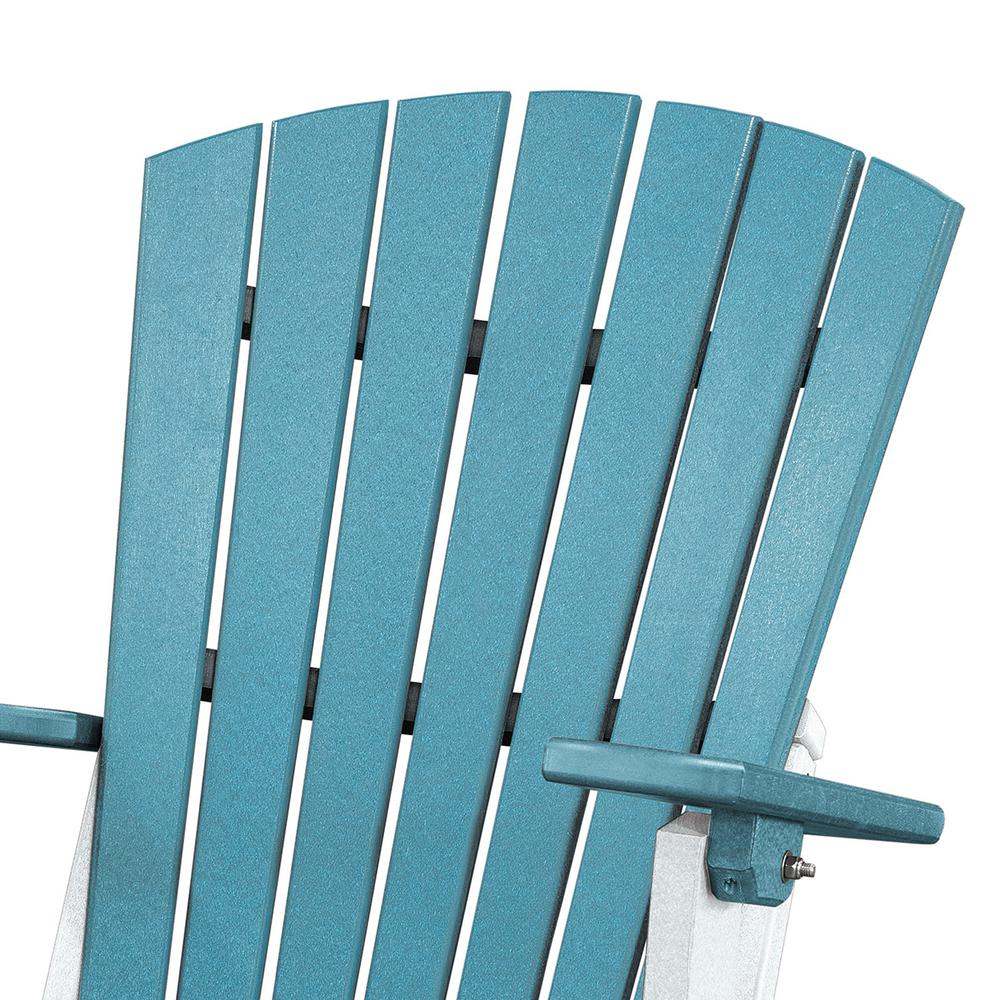 OS Home and Office Model 519ARW Fan Back Folding Adirondack Chair in Aruba Blue with a White Base, Made in the USA. Picture 5