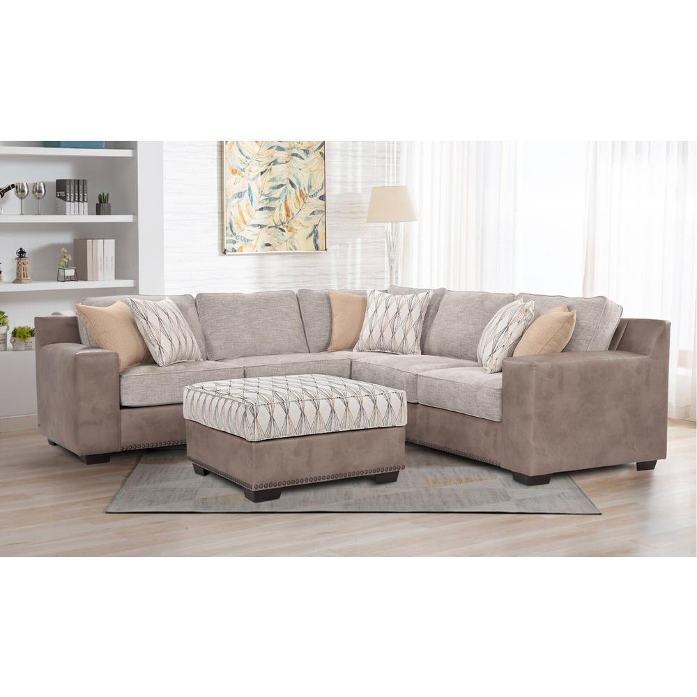 American Furniture Classics Model 8-012-S246V6K Three Piece Sectional Sofa in Parchment Chenille Fabric. Picture 3