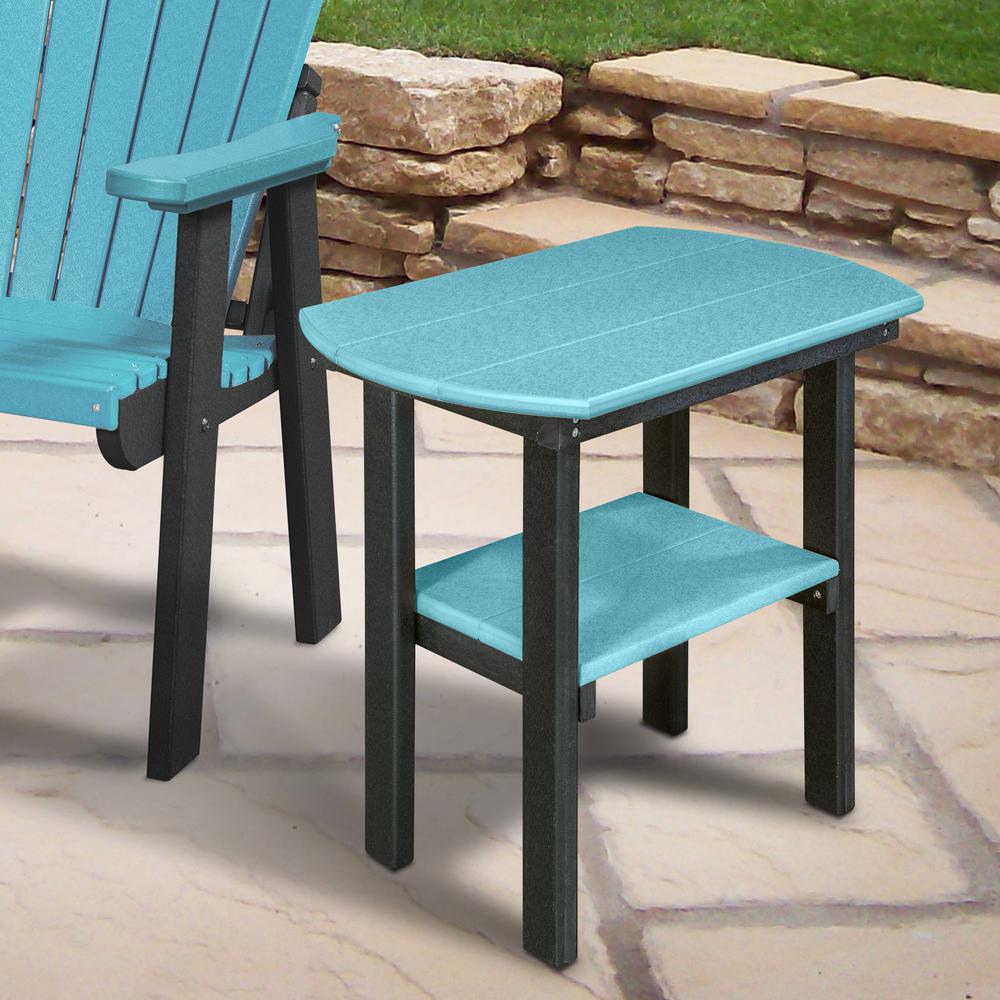 OS Home and Office Model 525ARB Oval End Table in Aruba Blue with a Black Base, Made in the USA. Picture 1