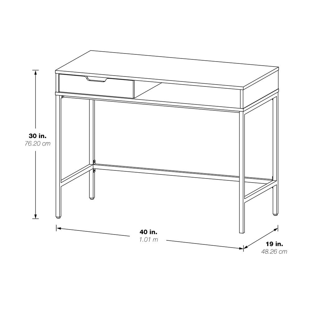 Contempo 40” Desk with Drawer and Shelf in White Oak Finish, CNT43-WK. Picture 4