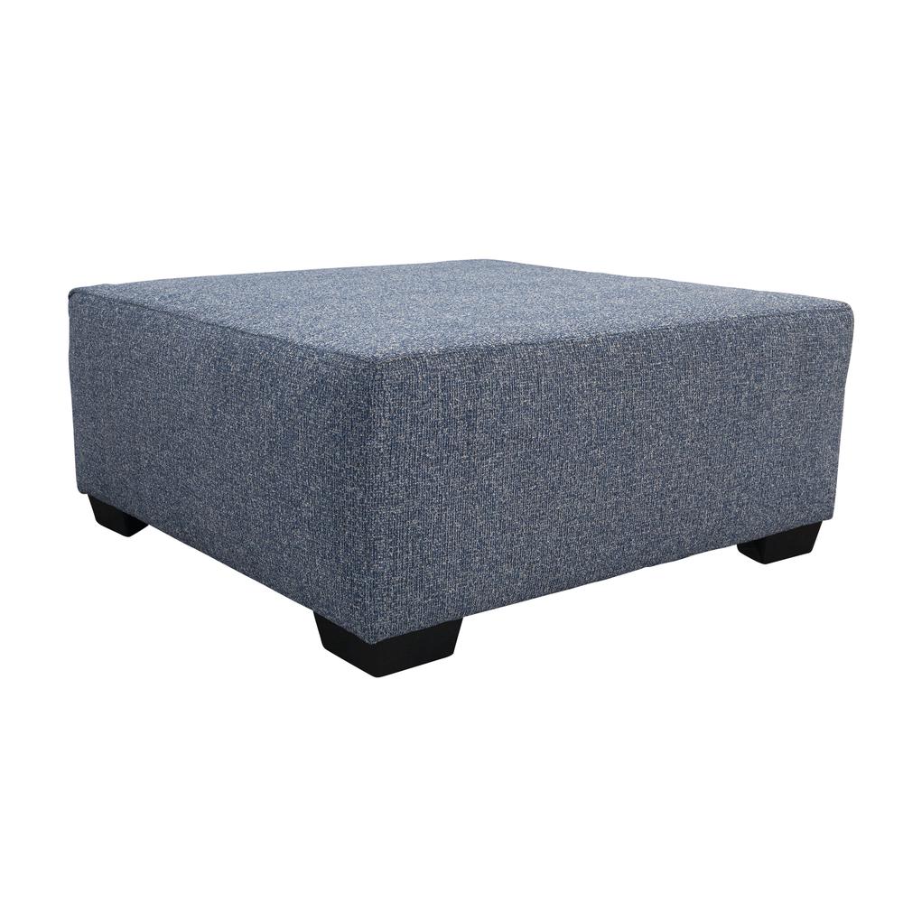 American Furniture Classics Blue Square Upholstered Ottoman. Picture 2