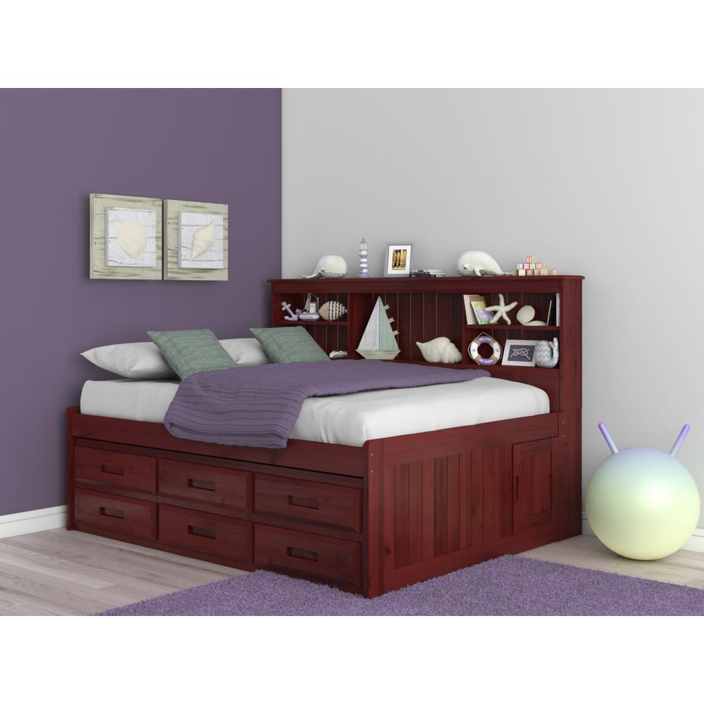 OS Home and Office Furniture Model 2823-K6-KD, Solid Pine Full Daybed with Six Sturdy Drawers in Rich Merlot. Picture 2