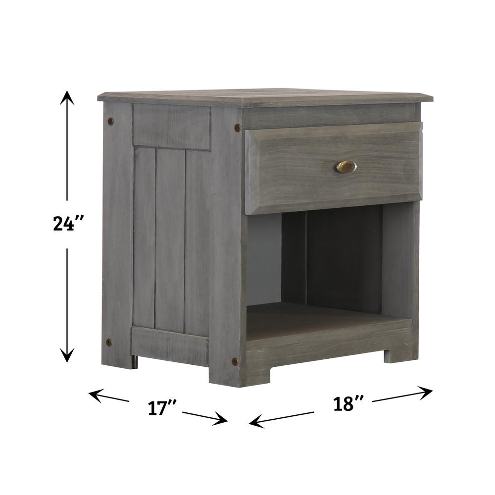 American Furniture Classics Model 83260KD Solid Pine One Drawer Night Stand in Charcoal Gray. Picture 4