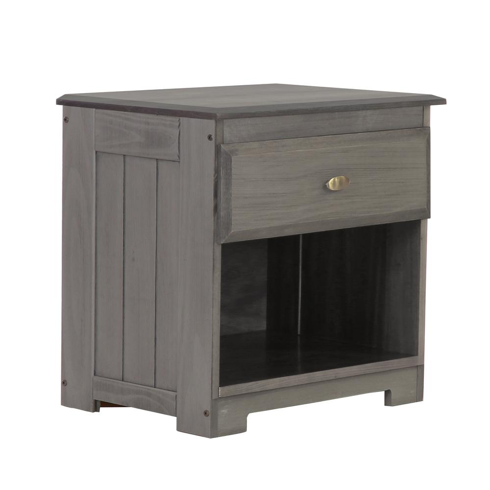 American Furniture Classics Model 83260KD Solid Pine One Drawer Night Stand in Charcoal Gray. Picture 3