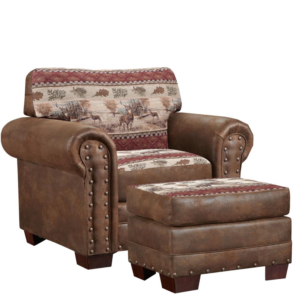 Deer Valley Arm Chair with Matching Ottoman. Picture 1