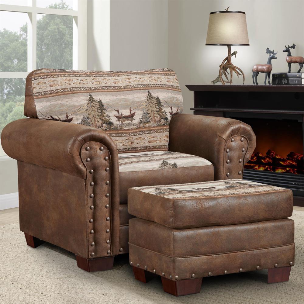Alpine Lodge Arm Chair with Matching Ottoman. Picture 6