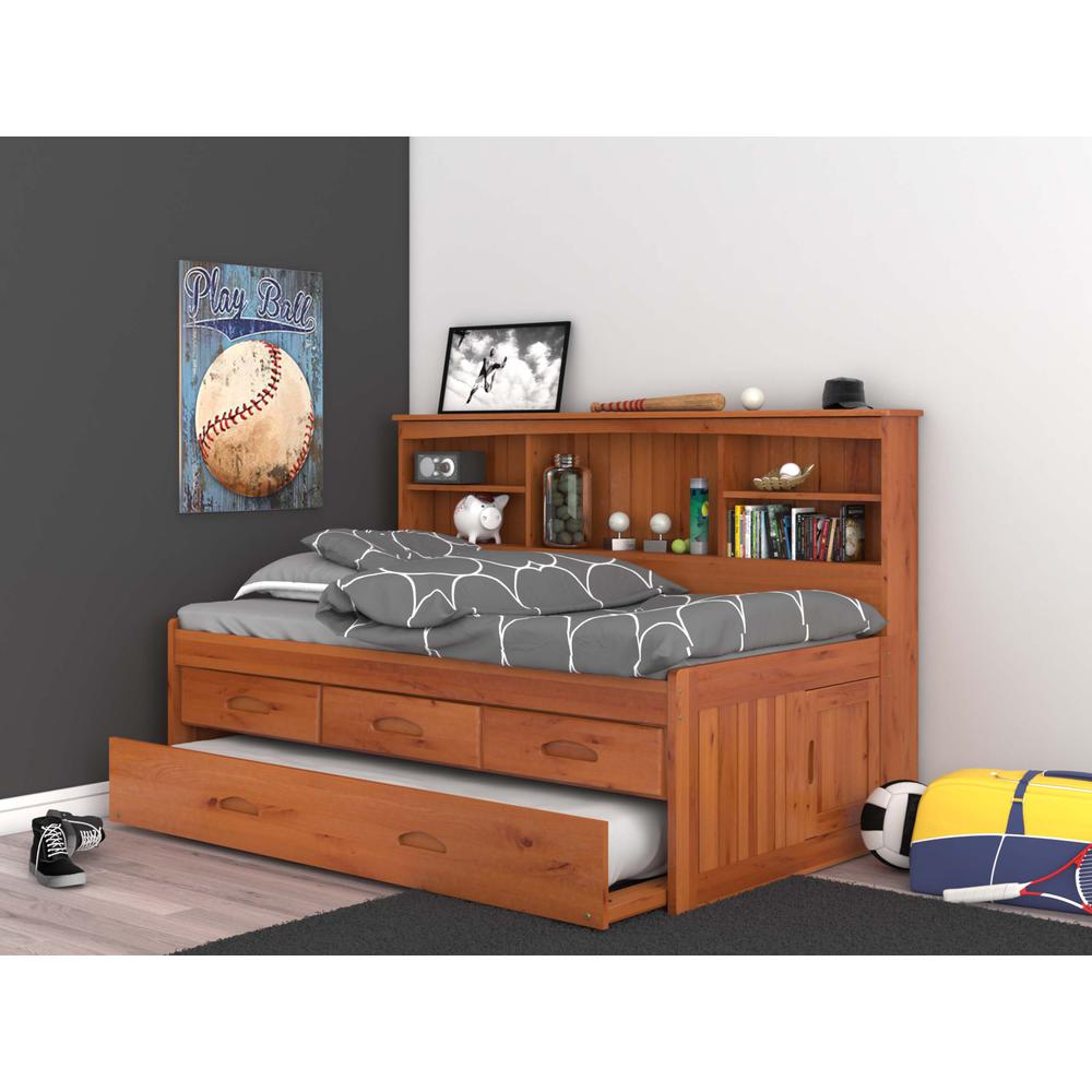 Solid Pine Full Sized Captains Bookcase Bed with 12 spacious underbed drawers. Picture 6