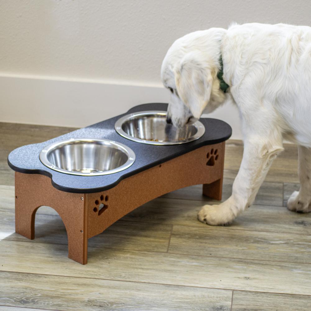 Double Water and Food Bowl Made of High Density Poly Resin for Taller Dogs. Picture 7