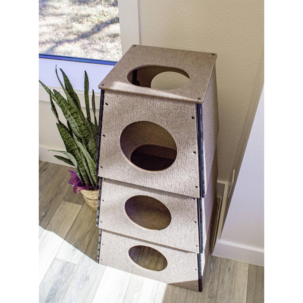 Happystack Cat Tower Model HS3SQTANLG Pyramid Style in Tan Indoor/Outdoor Carpet for Large Cats. Picture 4