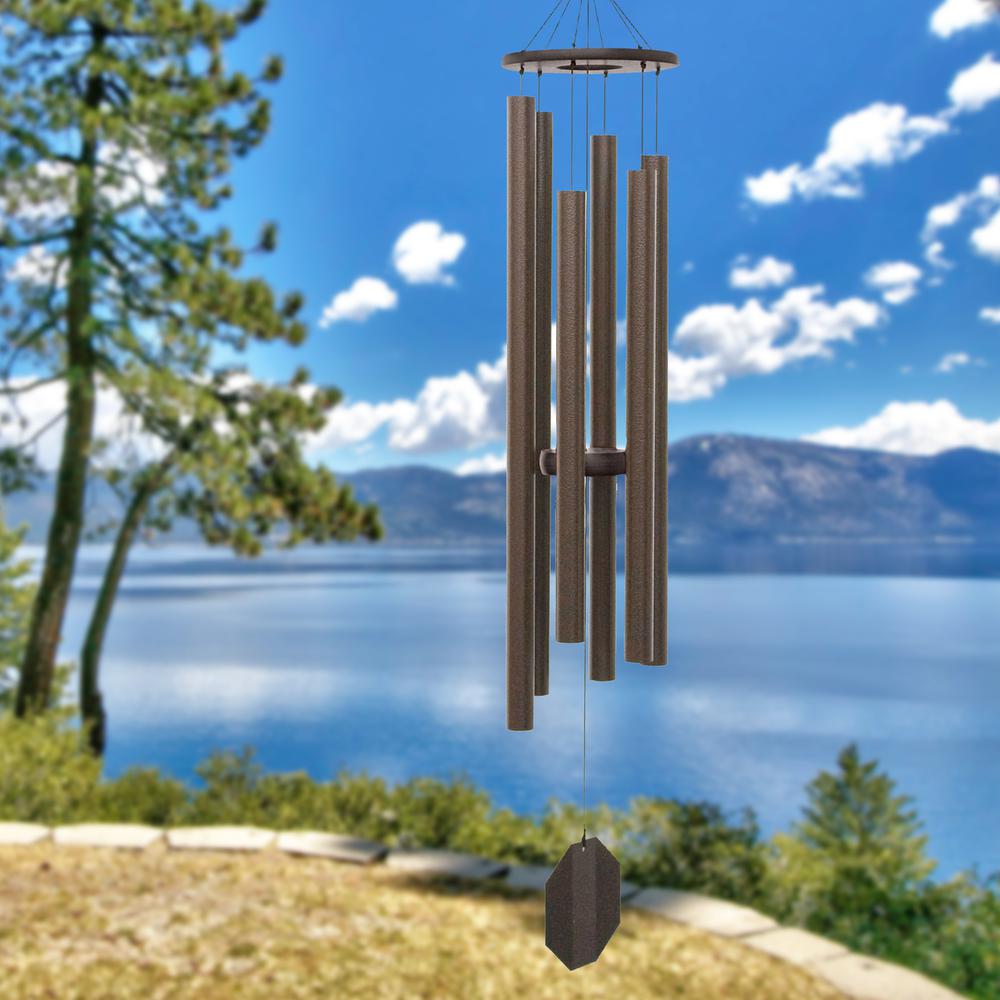 Wind Chime made with powder coated Aluminum tubes in Textured Copper. Picture 4